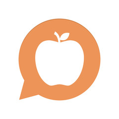 Orangene Sprechblase rund - Apfel - Obst