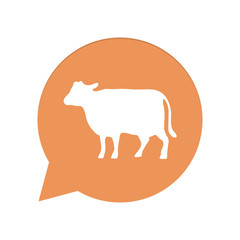 Orangene Sprechblase rund - Kuh