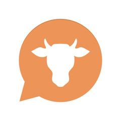 Orangene Sprechblase rund - Kuhkopf