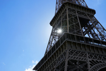 Soleil et zoom sur la Tour Eiffel