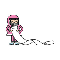 santa claus reading a long list of gifts