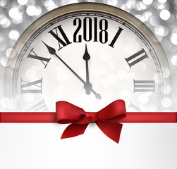 Obraz na płótnie Canvas 2018 New Year background with clock.