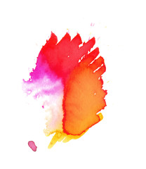 Colorful abstract watercolor texture stain with splashes and spatters. Modern creative watercolor background for trendy design.