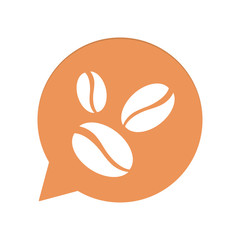 Orangene Sprechblase rund - Kaffeebohnen
