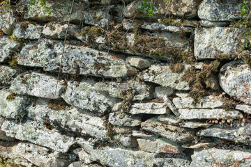 Grey rock wall on side of hill