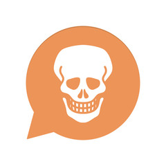 Orangene Sprechblase rund - Totenschädel