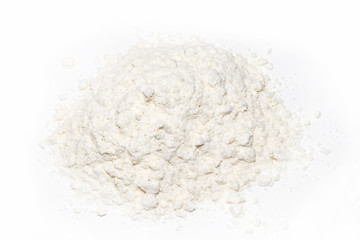 Pile of wheat flour isolated on white background