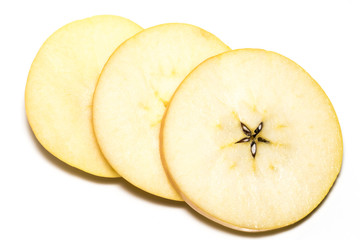 Naklejka na ściany i meble Slice of yellow apple fruit isolated on white background