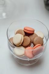 stylish luxury decorated orange candy bar for the celebration of a wedding of happy couple, cathering in the restaurant