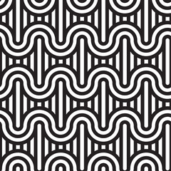 Seamless geometric pattern. Geometric simple print. Vector repeating texture. Monochromatic linear background. Retro motif graphic texture.