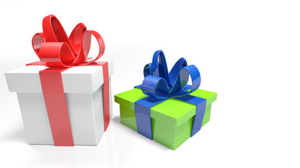 Two gift boxes on white surface - 3D rendering