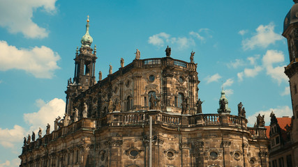 Fototapeta na wymiar Royal catholic cathedral in Dresden - beautiful baroque building built next to the castle.
