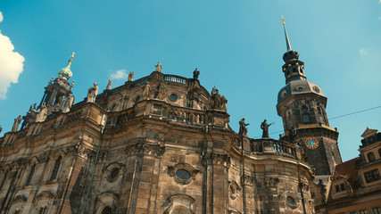 Fototapeta na wymiar Royal catholic cathedral in Dresden - beautiful baroque building built next to the castle.
