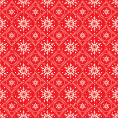 Snowflake seamless pattern for new year's packaging, the color red. Vector illustration
