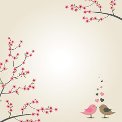Flower Pink Background with bird