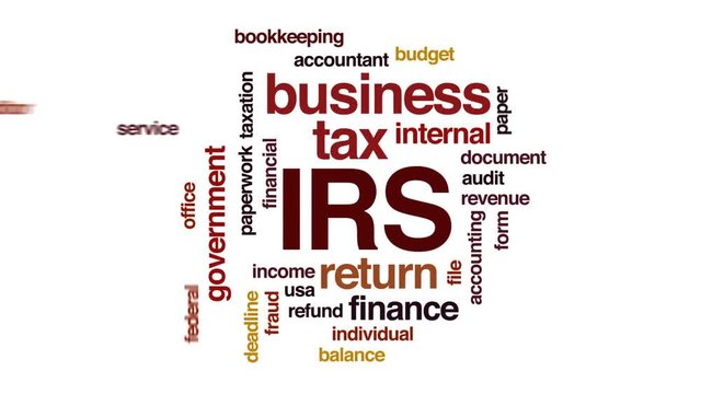 IRS animated word cloud, text design animation.