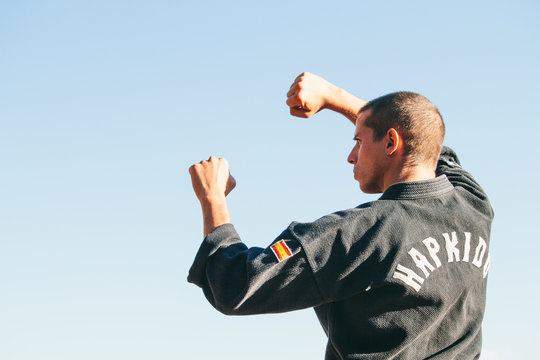 Man doing katas during a training