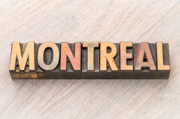 Montreal word abstract in wood type