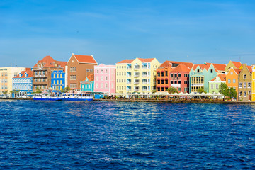 Obraz premium Colorful Buildings in Willemstad downtown, Curacao, Netherlands Antilles, a small Caribbean island - travel destination for cruise ships or vacation