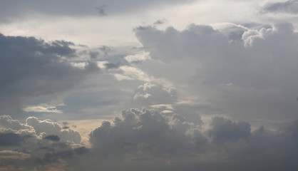 Fototapeta na wymiar Gray Clouds on sky at the evening.