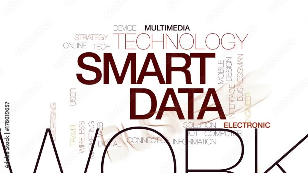 Poster smart data animated word cloud, text design animation. kinetic typography.