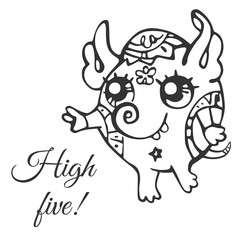 Funny Doodle Monster with a Trunk