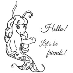 Funny water monster with a mane