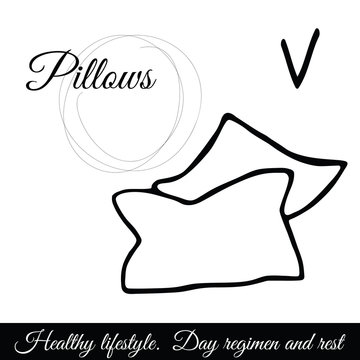 Outline pillows vector icon. Symbol of rest and sleep