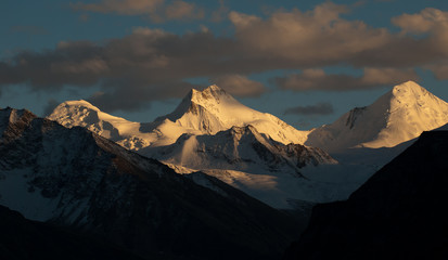 Himalayan high peaks in dramatic light