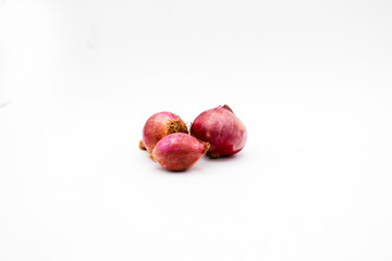 Shallots isolated white background, spicy concept