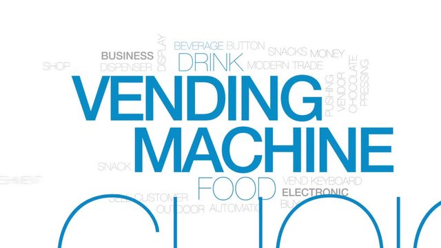 Vending machine animated word cloud, text design animation. Kinetic typography.