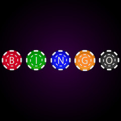 Casino chips with text Bingo. Vector