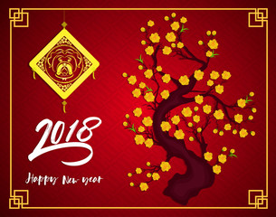 Happy  Chinese New Year  2018 year of the dog.  Lunar new year.