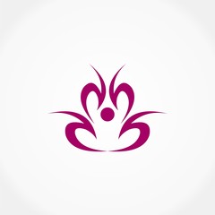 human yoga symbol abstract lotus flower logo