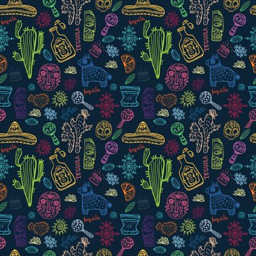 Mexico illustrations collection, pattern