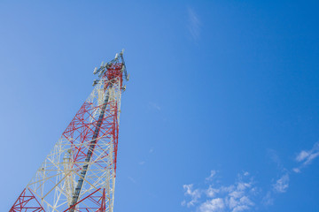 Communication Tower on Blue Sky background