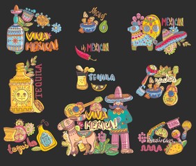 Set of Mexico illustrations