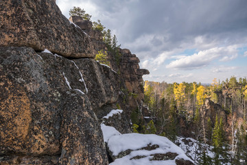 A cliff called Old Woman, Olkhinskoe Plateau near Baikal lake