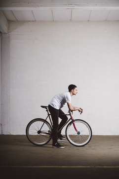Man on fixie bicycle