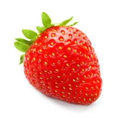 Ripe strawberry on white background