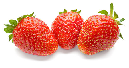 Ripe strawberries on white background