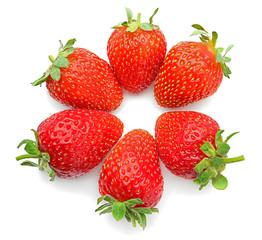 Composition with ripe strawberries on white background