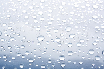 Water drops on glass, closeup