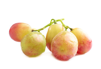 Fresh ripe grapes on white background