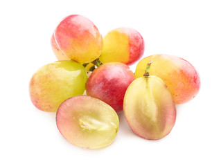Fresh ripe grapes on white background