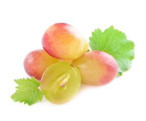 Fresh ripe grapes on white background
