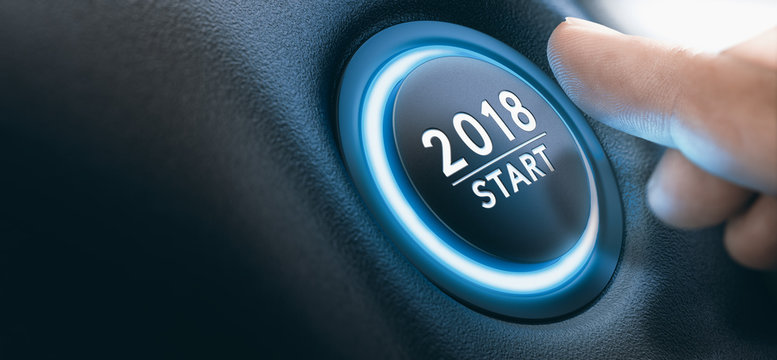 2018 Car Start Button, Two Thousand Eighteen Background.