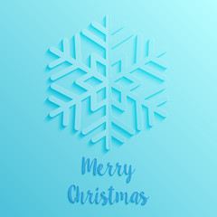 blue paper cut style merry christmas card