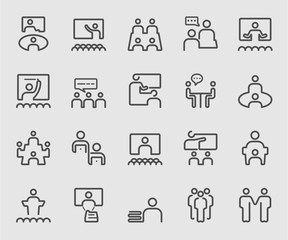 People meeting and Teamwork outline icon