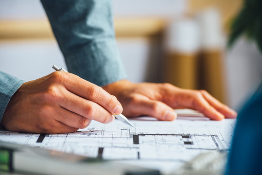 Architect working on his plans